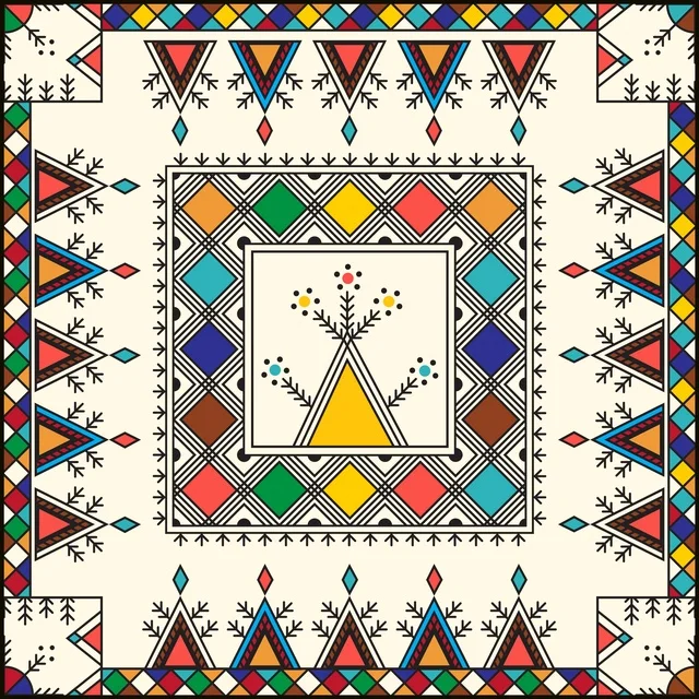 نقش سدو سعودي تقليدي بتصميم هندسي ملون