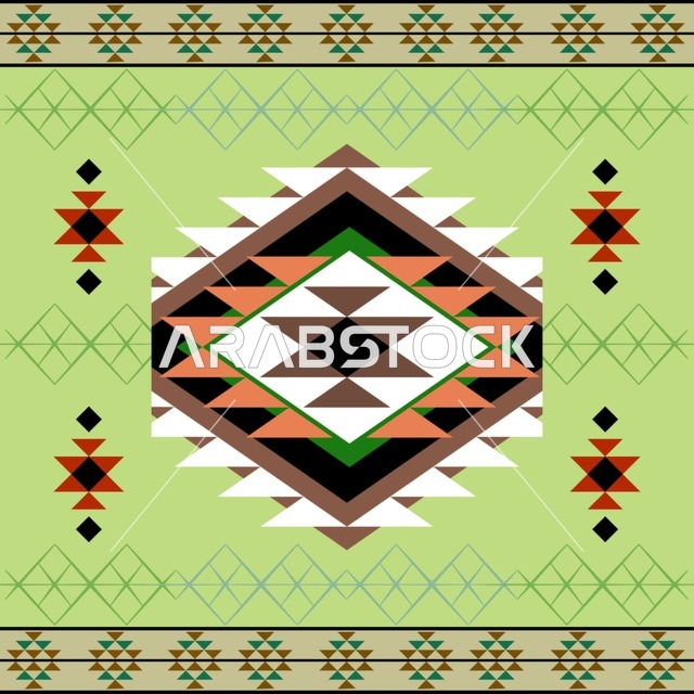 نقش سدو سعودي تقليدي بأشكال هندسية