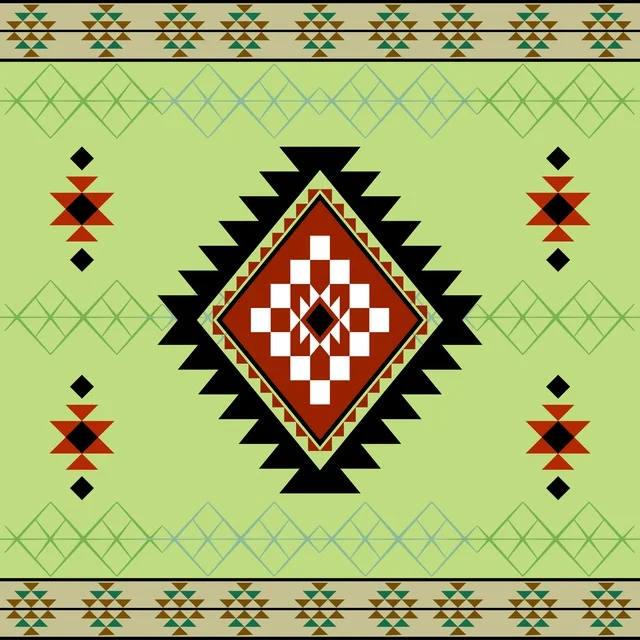 نقش سدو سعودي تقليدي بخلفية خضراء