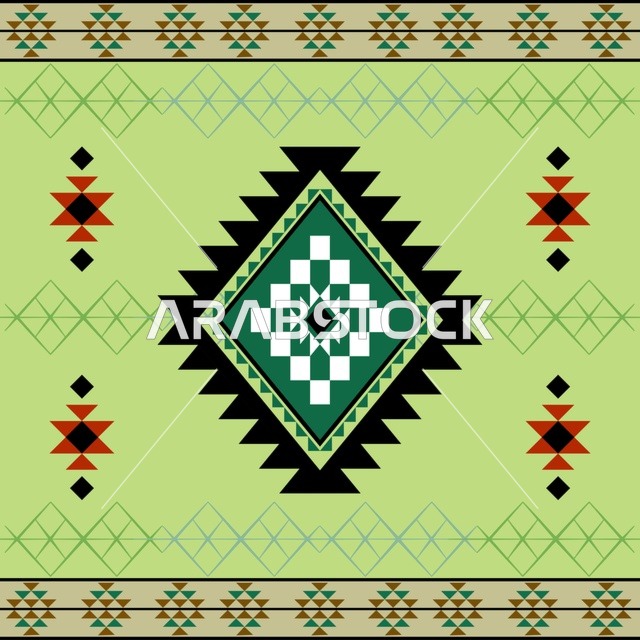 نقش سدو سعودي تقليدي بتصميم هندسي وزخارف