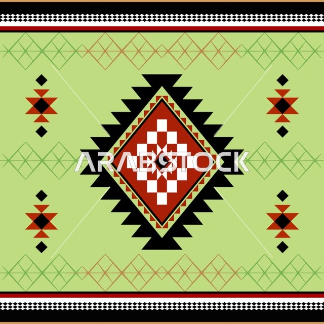 نقش السدو السعودي التقليدي بتصميم هندسي