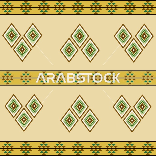 تصميم نقش سدو سعودي تقليدي بأشكال هندسية تراثية