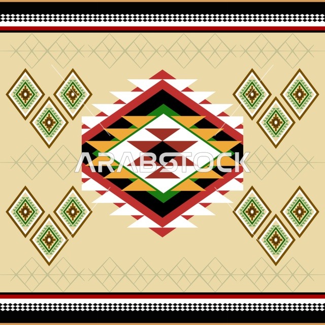 نقش سدو سعودي تقليدي بتصميم هندسي وتراثي للمملكة