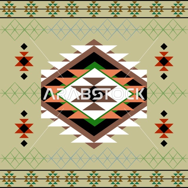 زخرفة السدو السعودي التقليدية بتصميم هندسي ملون