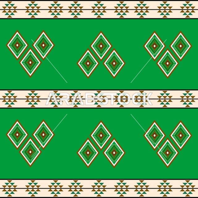 نقش السدو السعودي التقليدي باللون الأخضر