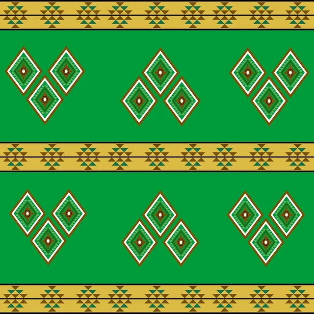 Traditional Saudi Sadu Pattern Green Geometric Design
