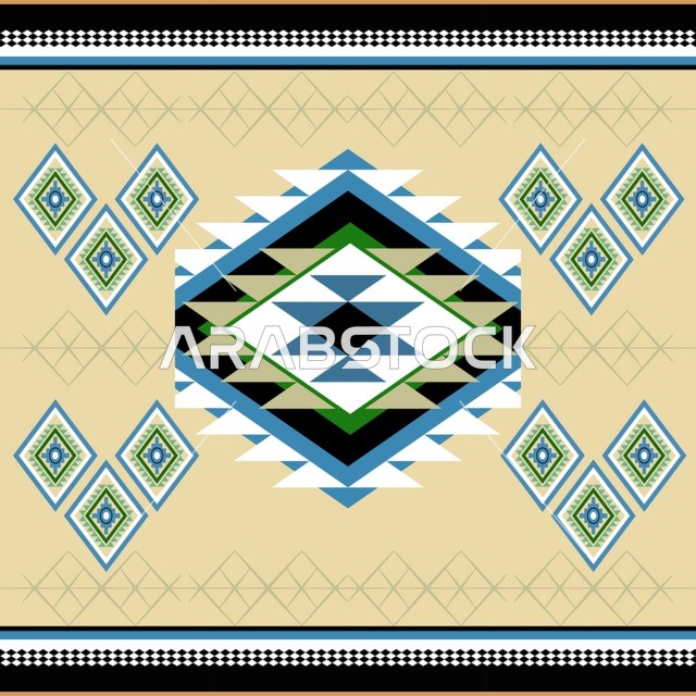 نقش السدو السعودي التراثي بتصميم هندسي