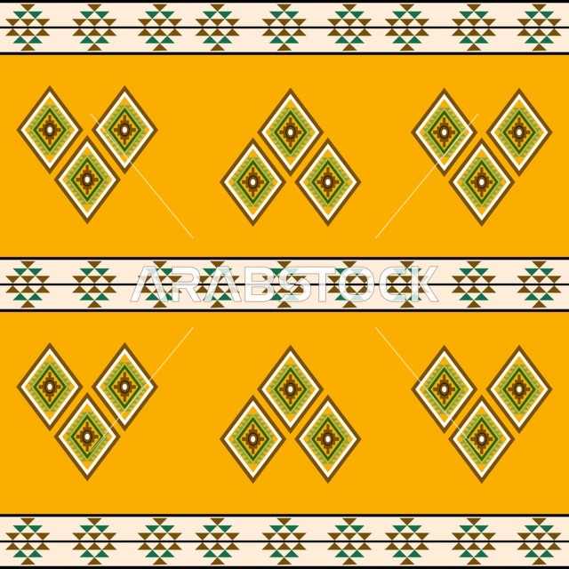 Traditional Saudi Sadu Geometric Pattern Illustration