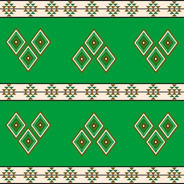 نقش السدو التراثي السعودي على خلفية خضراء