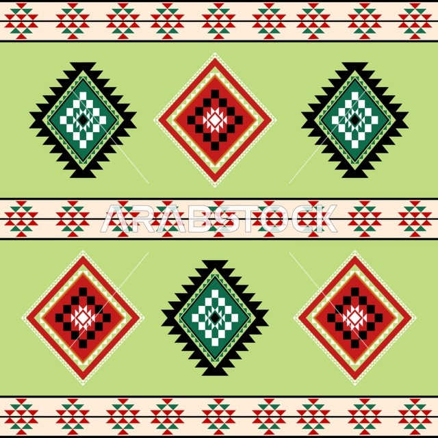 نقش السدو السعودي التراثي والزخارف الهندسية