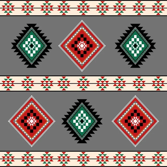 نقش سدو تراثي سعودي بزخارف هندسية ملونة