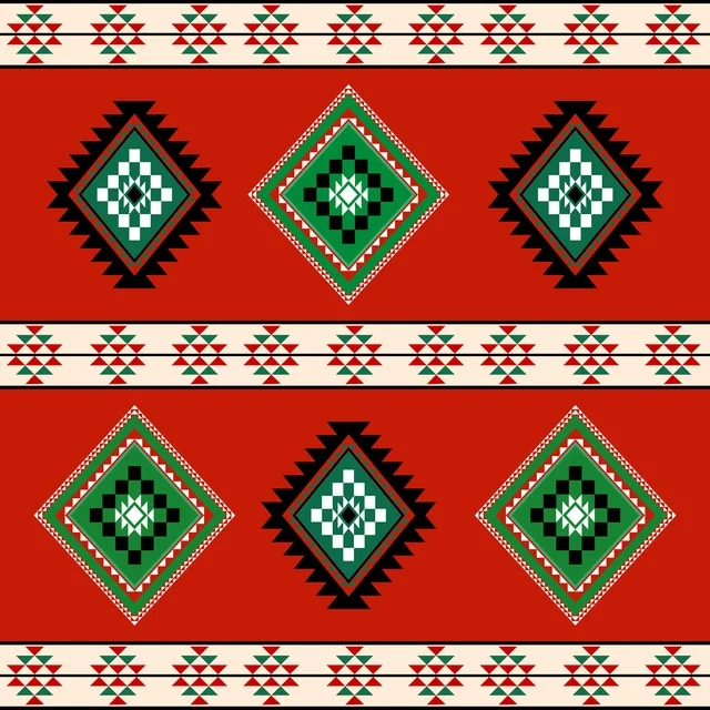 نقش السدو التراثي السعودي التقليدي باللون الأحمر