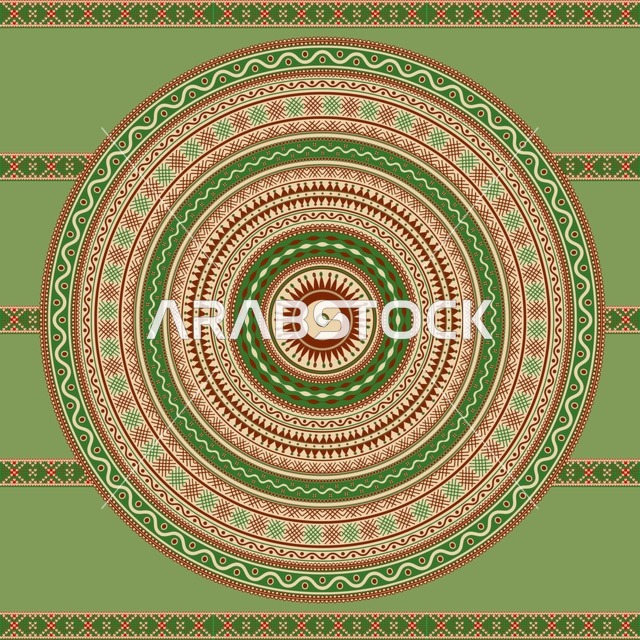 نقش تراثي سعودي سدو بتصميم دائري