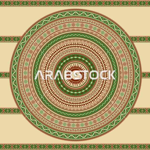نقش السدو السعودي التراثي بنمط دائري
