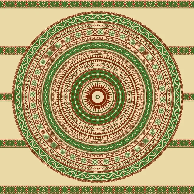 نقش السدو السعودي التراثي بنمط دائري