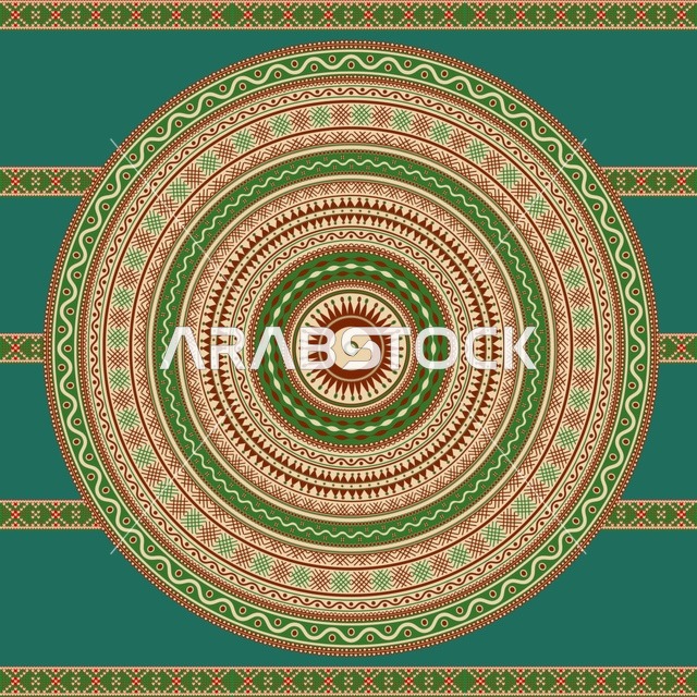 Traditional Saudi Sadu Heritage Pattern Circular Design