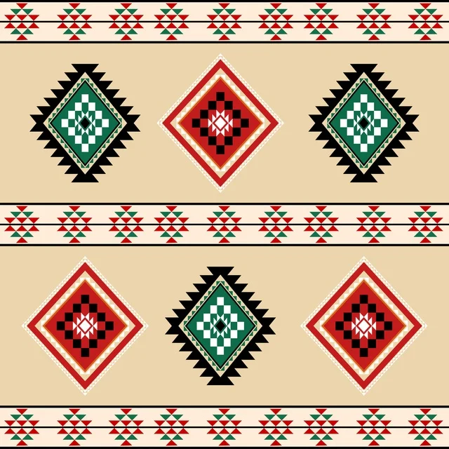 نقش السدو السعودي التقليدي والزخارف الهندسية الملونة