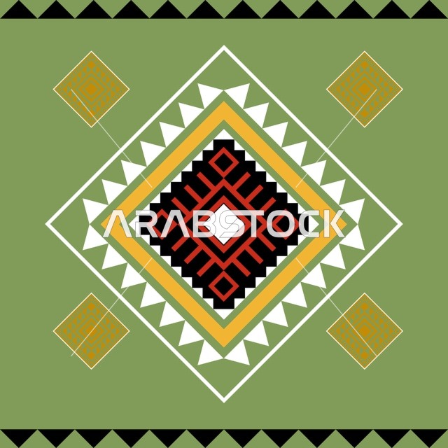 نقش سدو سعودي تقليدي بتصميم هندسي ملون