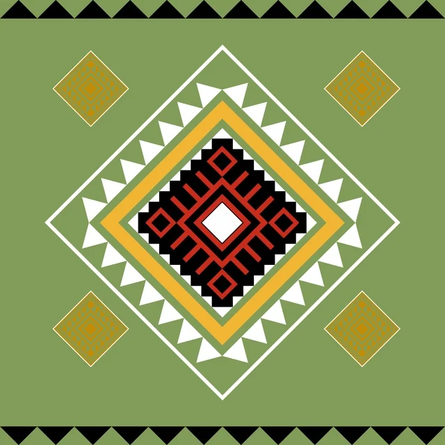 نقش سدو سعودي تقليدي بتصميم هندسي ملون