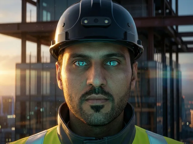 Saudi Male Engineer at Urban Construction Site Sunset