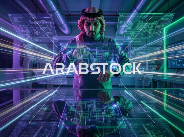 مهندس سعودي مع تقنية الهولوغرام المستقبلية