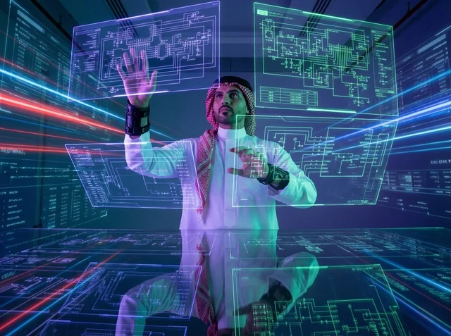 Saudi Engineer with Holographic Future Technology