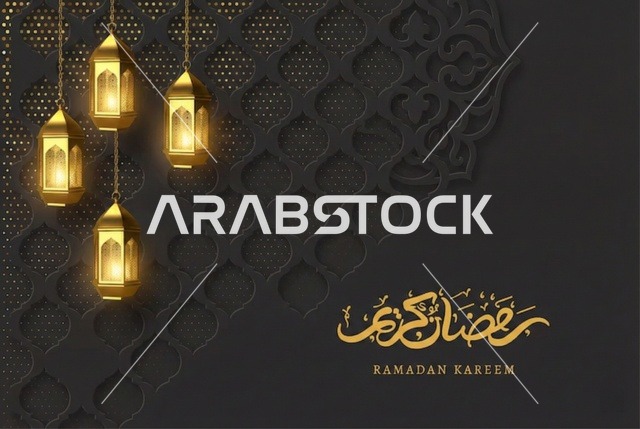 Ramadan Kareem Background with Golden Lanterns