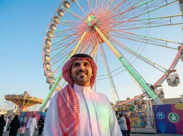 Saudi Man at Eid Celebration Theme Park in Saudi Arabia