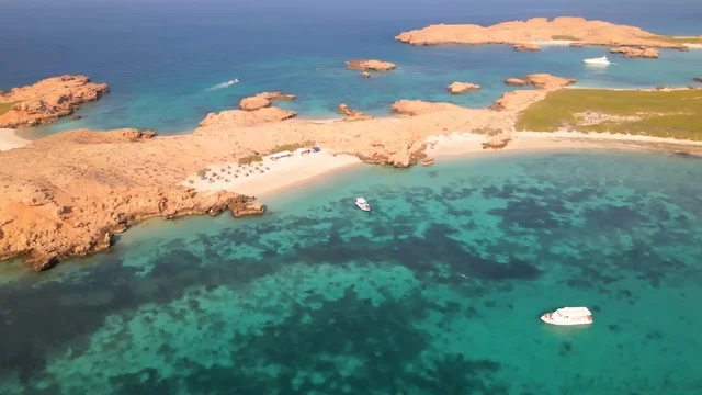 Dimaniyat Islands Oman Aerial Turquoise Beach View