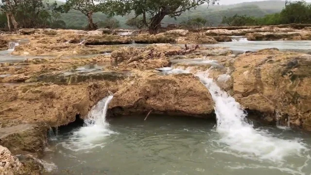 Waterfalls in Oman Mountains and Green Nature