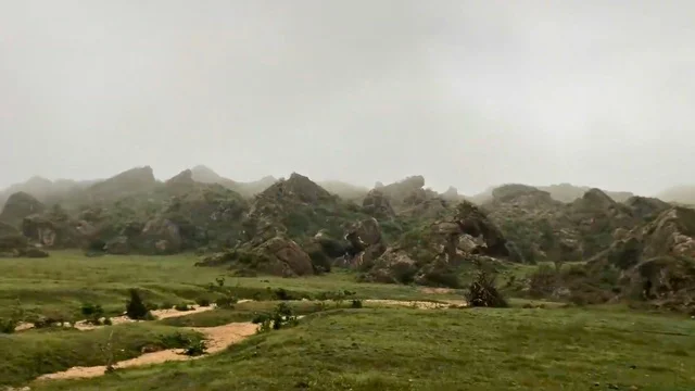 Dhofar Mountains Oman Foggy Rock Formations
