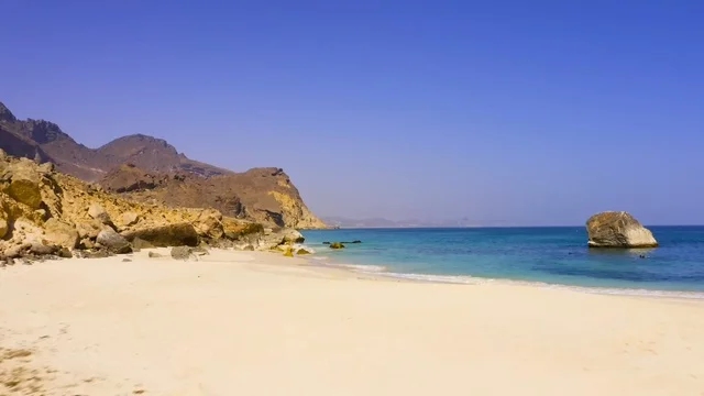 Fazaia Beach Dhofar Oman White Sand Shoreline