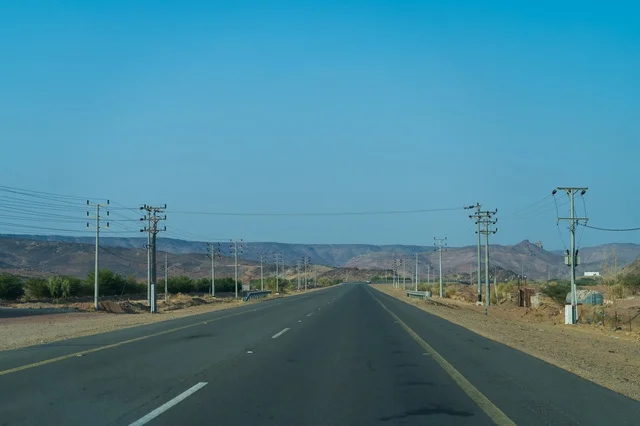 Natural scenery in the village of Mudrikah on the Jeddah road in Mecca, a historic old popular area, the mountainous terrain and paved roads between the mountains in the city, the Kingdom of Saudi Arabia.