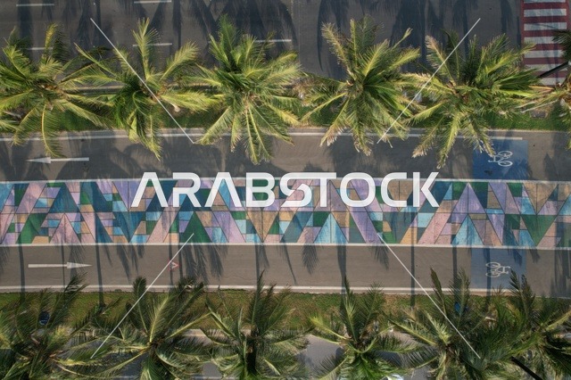 The Jeddah waterfront, green spaces and palm groves, tourism in Saudi Arabia