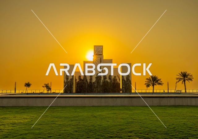مجسم كورنيش الخبر بالمنطقة الشرقية وقت الغروب في السعودية