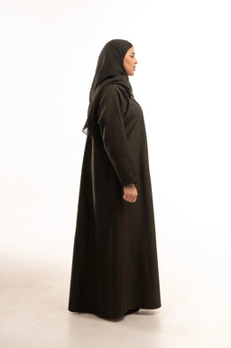Saudi Woman in Black Abaya Side Profile View