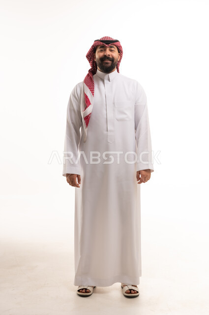 Saudi Man in Traditional White Thobe Studio Portrait