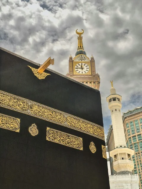 Holy Kaaba Makkah Mosque with Royal Clock Tower View Holy Kaaba Makkah Mosque with Royal Clock Tower View