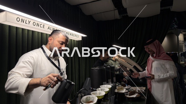 Barista Preparing Pour Over Coffee at Dhahran Expo
