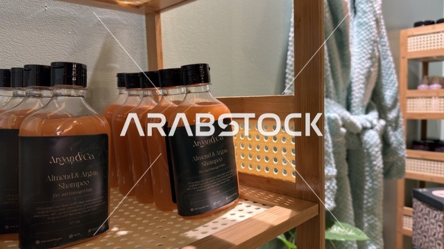 زجاجات شامبو اللوز والأرغان في معرض لمتنا بالظهران