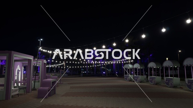 فعالية بسطة خير في واجهة الدمام البحرية ليلاً