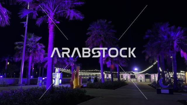 فعالية بسطة خير في واجهة الدمام البحرية ليلاً