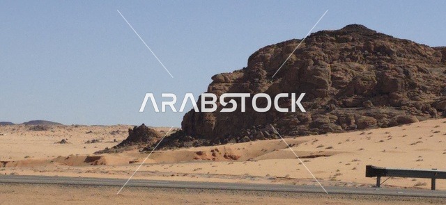 Desert Mountains and Roadside Landscape in Tabuk