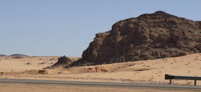 Desert Mountains and Roadside Landscape in Tabuk