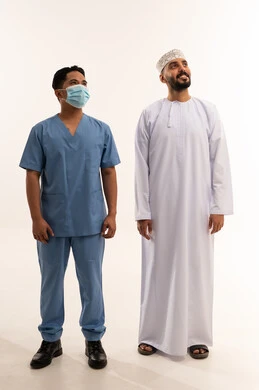 Omani Man and Asian Healthcare Professional in Studio
