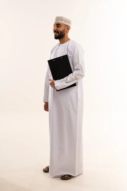 Omani Man in Traditional Dress with Clipboard