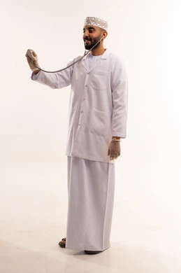 Omani Male Doctor with Stethoscope on White Background