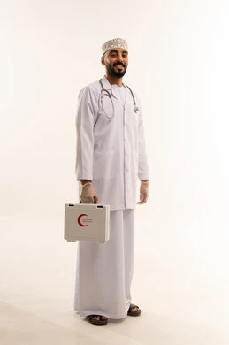 Omani Male Doctor with Medical First Aid Kit