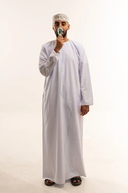 Omani Man with Oxygen Mask in White Studio