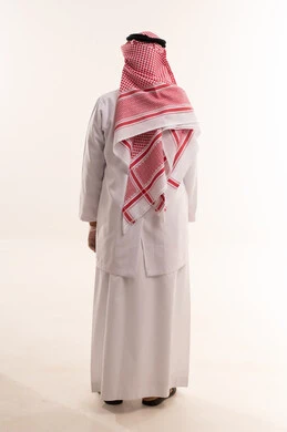Saudi Man in Traditional Thobe Back View Studio